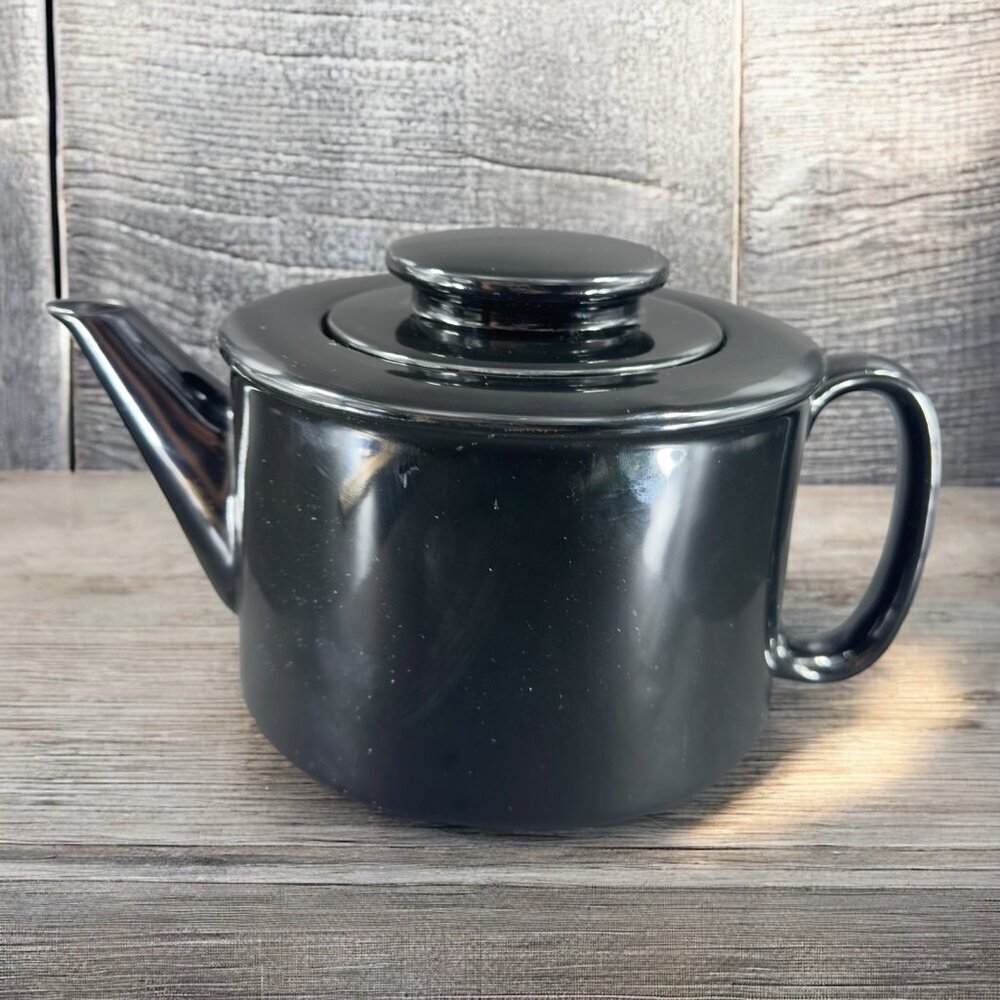 Vintage Copco Sam Lebowitz Design Black Ceramic Teapot Carafe Made In Korea‎ VTG